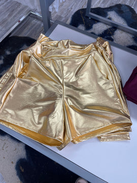 Gold -Jagger Faux Leather Shorts