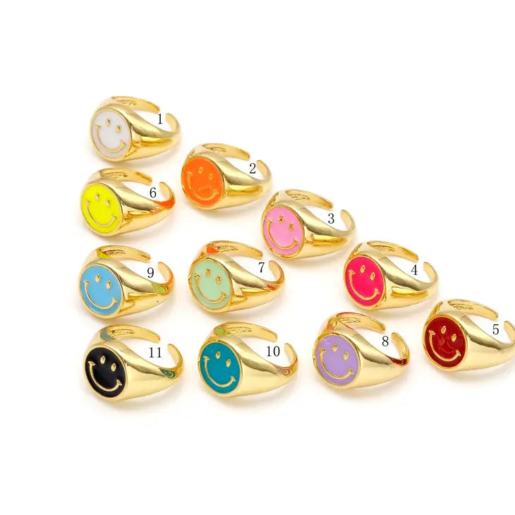 Enamel Smiley Face Ring