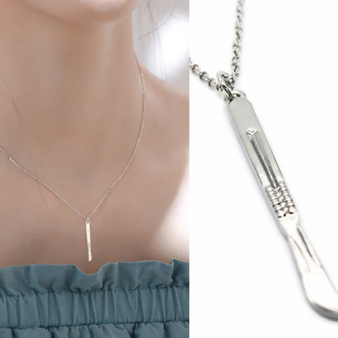 Surgeon gift Scalpel necklace Medicine inspired jewelry