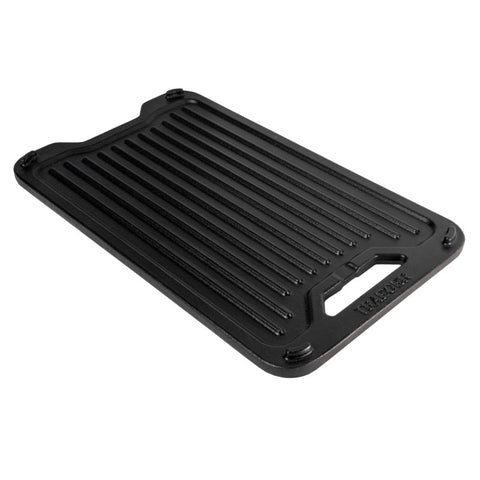 Reversible Cast Iron Grill Griddle Pan Ribbed/Flat Hamburger Stove Top Fry  Black