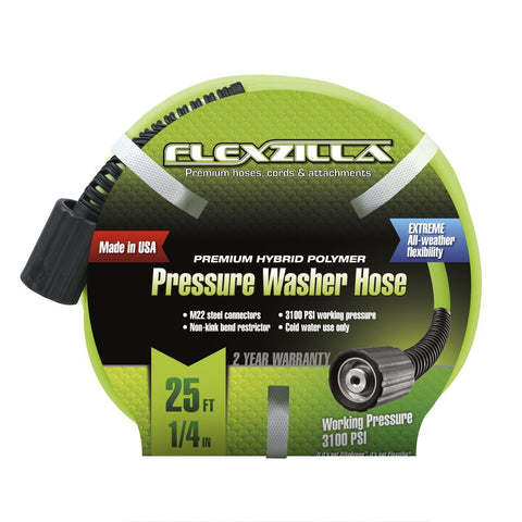 Flexzilla Pressure Washer Hose 1/4 in x 25 ft Legacy USA 3100 PSI Cold –  Robidoux Inc