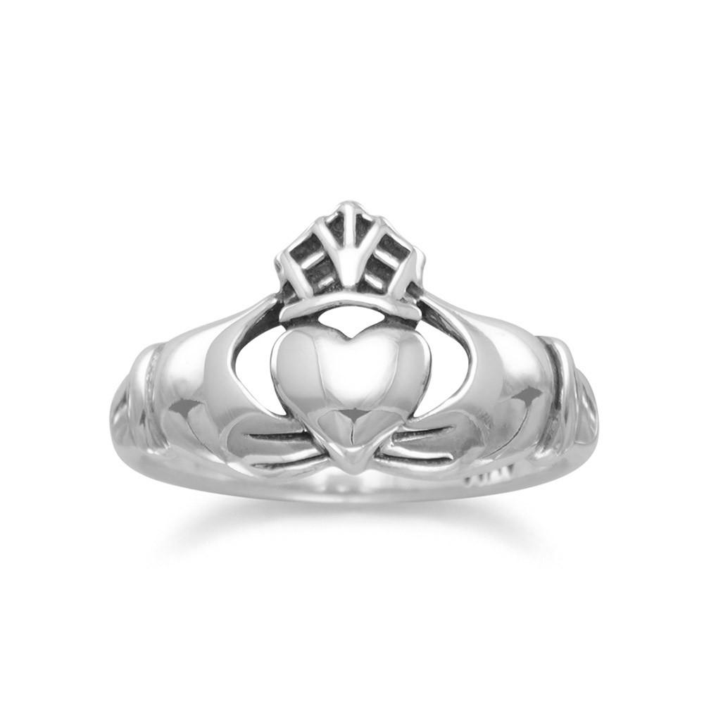 .925 Sterling Silver Oxidized Claddagh Women's Ring