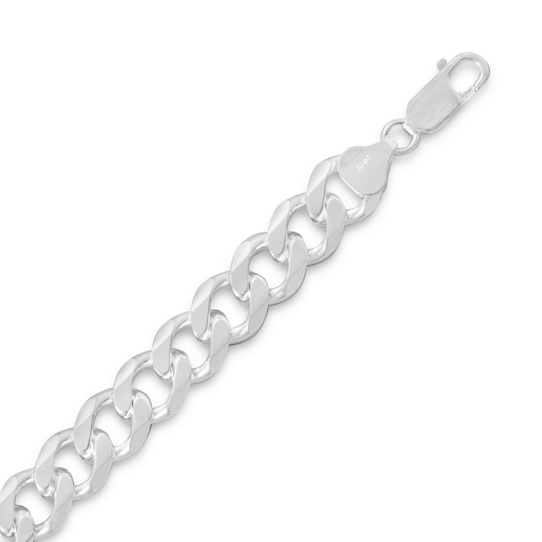 .925 Sterling Silver 220 Beveled Curb Chain (8.3mm) Women's Necklace