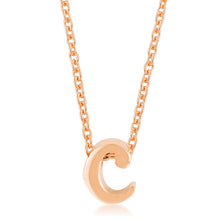 Load image into Gallery viewer, Women&#39;s Brass Rose Gold Finish Initial C Pendant Necklace