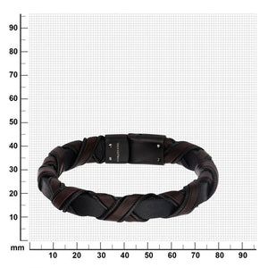 Stainless Steel Black Plated Clasp Woven Black Bracelet