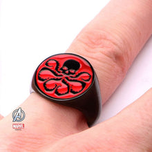 Load image into Gallery viewer, Marvel Stainless Steel IP Black with Red Hydra Logo Ring
