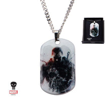Load image into Gallery viewer, Marvel Stainless Steel Clear Coated Punisher Dog Tag Pendant Necklace