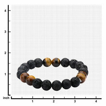 Load image into Gallery viewer, Black Lava and Brown Tiger Eye Beads Bracelet