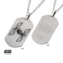 Load image into Gallery viewer, Disney Star Wars Stainless Steel Episode 7 Tie Fighter Laser Etched Dog Tag Pendant with Chain