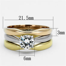 Load image into Gallery viewer, Women&#39;s Stainless Steel Three Tone IP Gold 5.00(g) CZ Clear Ring Set