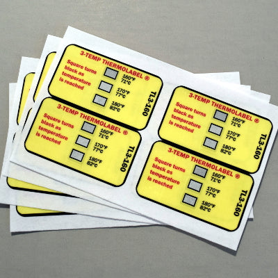 3-Temp Thermolabel sheets in a stack