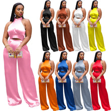 Load image into Gallery viewer, Wholesale Tracksuits for Women Crop Tops Wide Leg Pants Solid 2 Piece Set Casual Sweatsuits Loose Pants Fall Bulk 6935