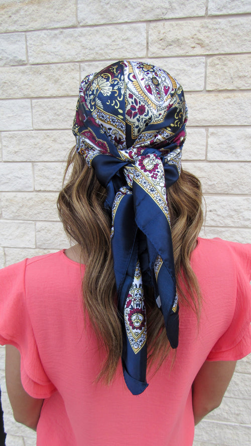 MIA SILK BANDANA HEAD Sayge – TURQUOISE SCARF