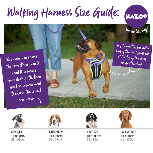 Walking harness size guide