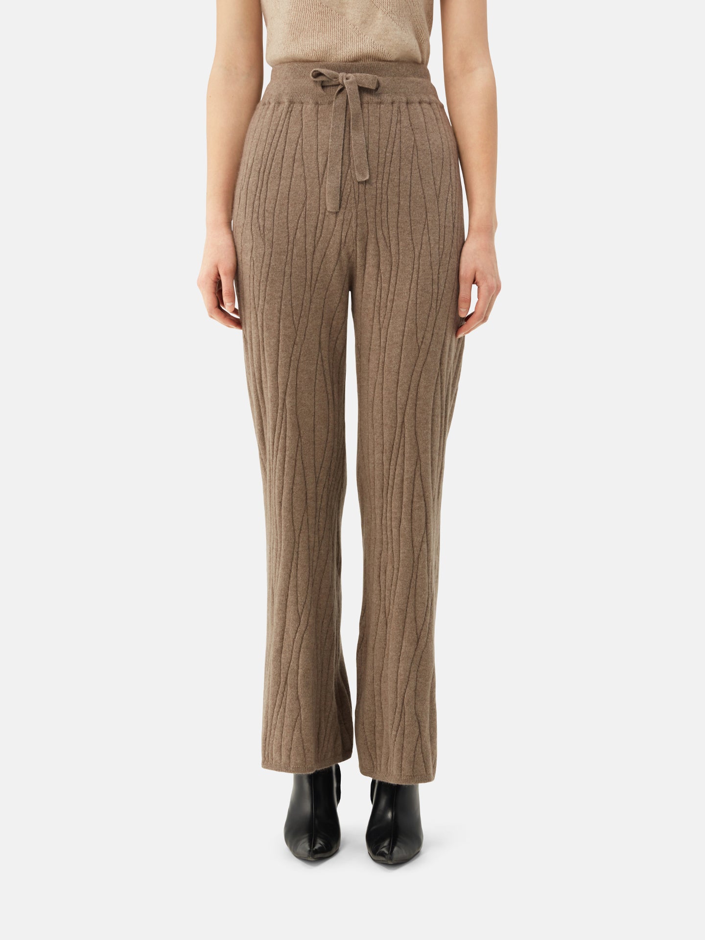 Organic Colour Cashmere Flare Trousers Taupe | GOBI Cashmere