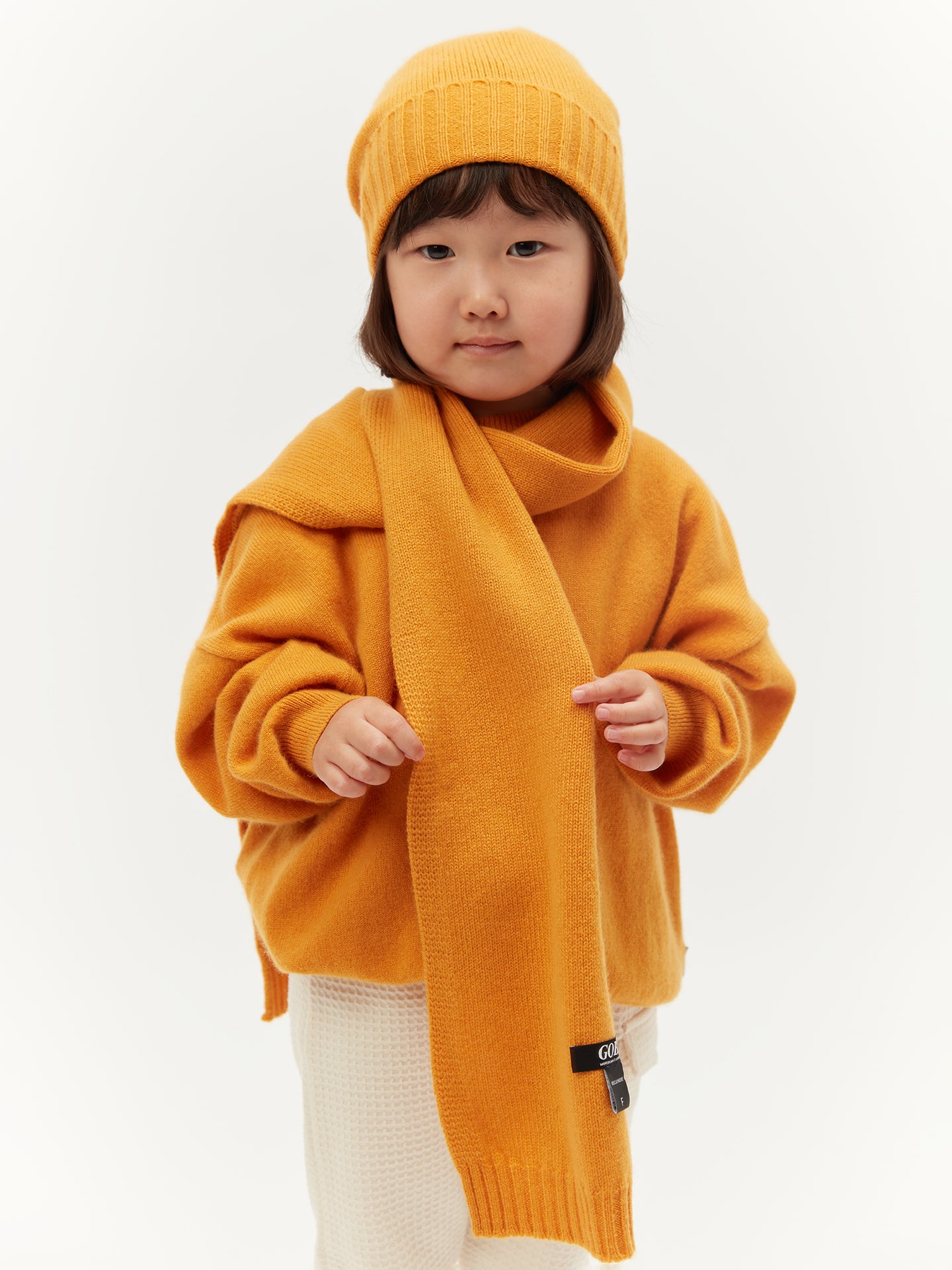 Unisex Cashmere Kids Knitted Scarf Candmium Yellow - Gobi Cashmere