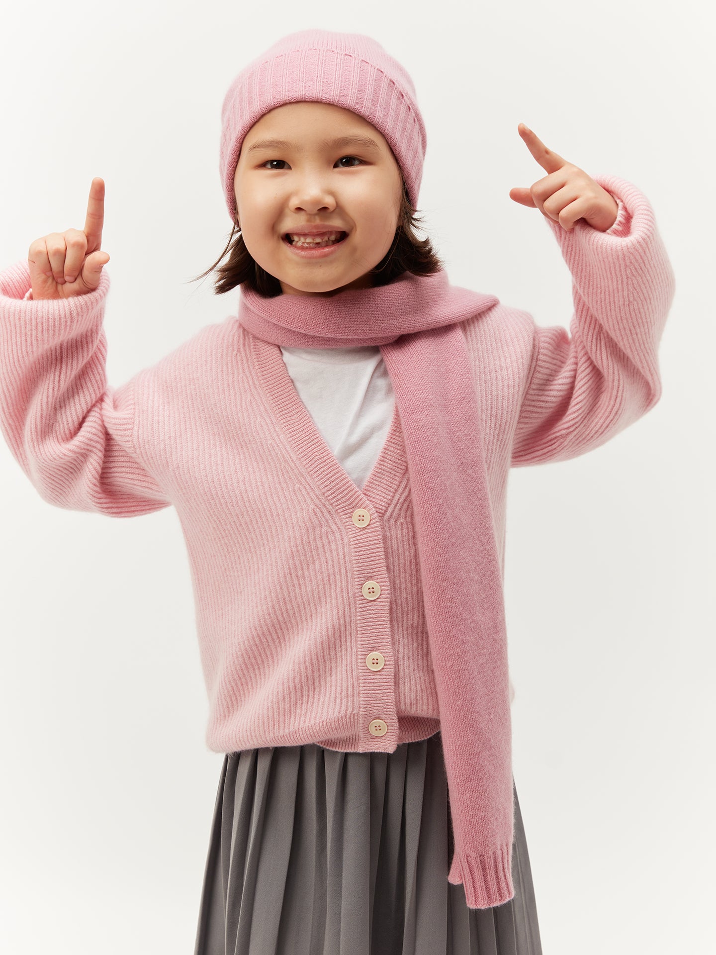 Unisex Cashmere Kids Knitted Scarf Pink - Gobi Cashmere