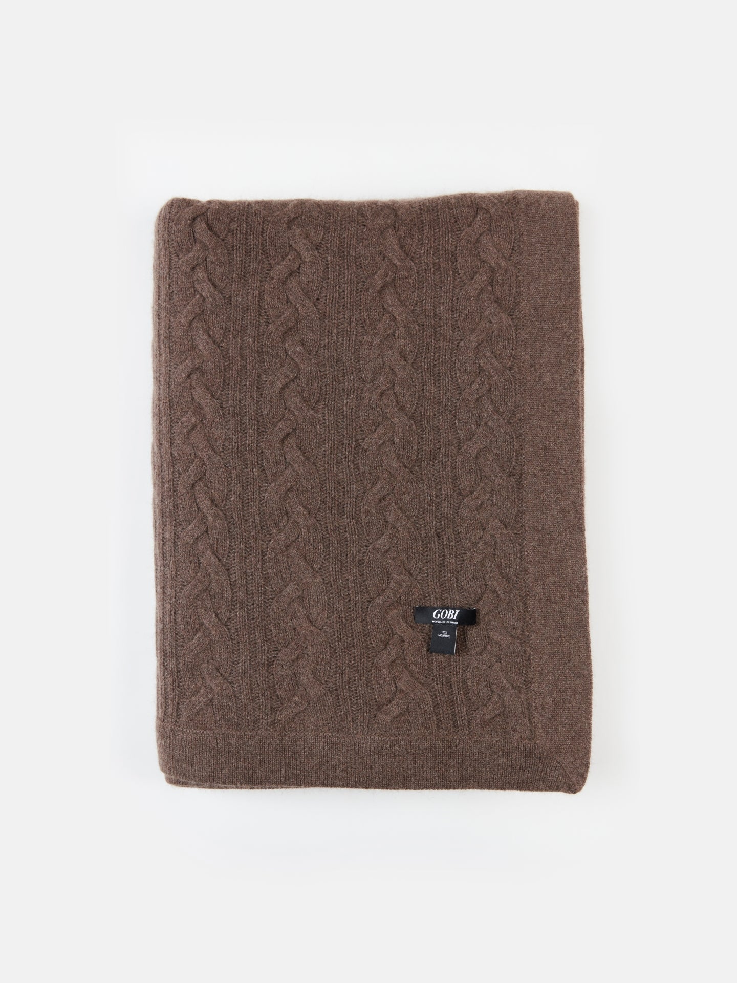 Unisex Cashmere Cable Knit Blanket Cocoa - Gobi Cashmere