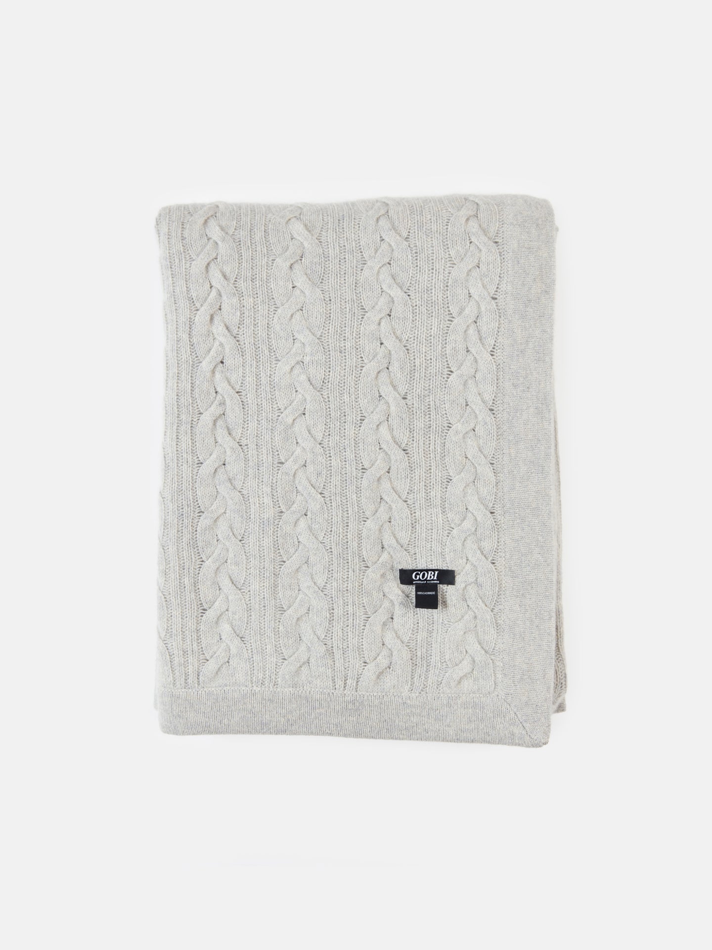 Unisex Cashmere Cable Knit Blanket Dawn Blue - Gobi Cashmere