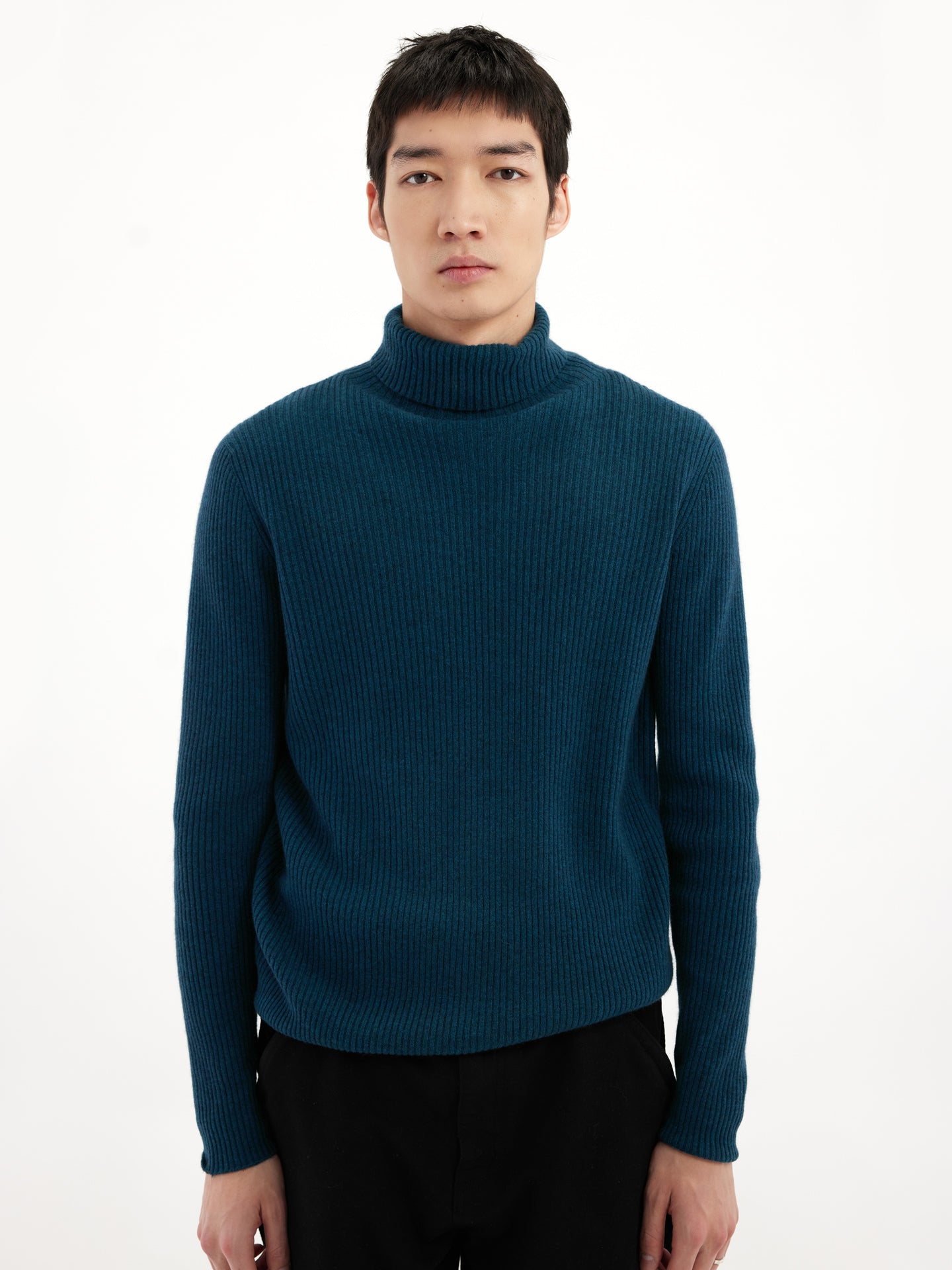 Men's Cashmere 3D Men's Turtleneck Sweater Atlantic Deep - Gobi Cashmere