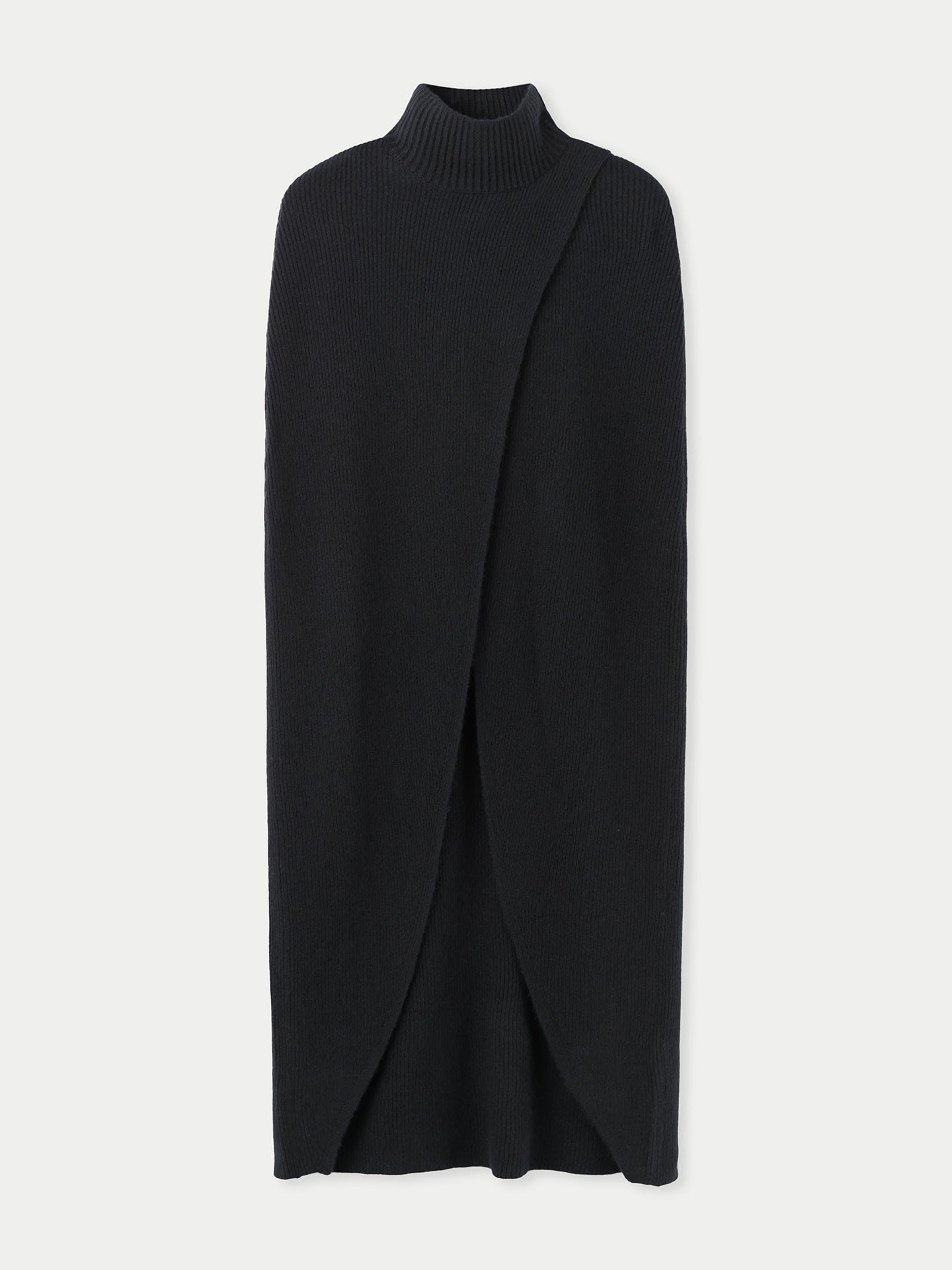 Women's Cashmere Turtleneck Poncho Black - Gobi Cashmere