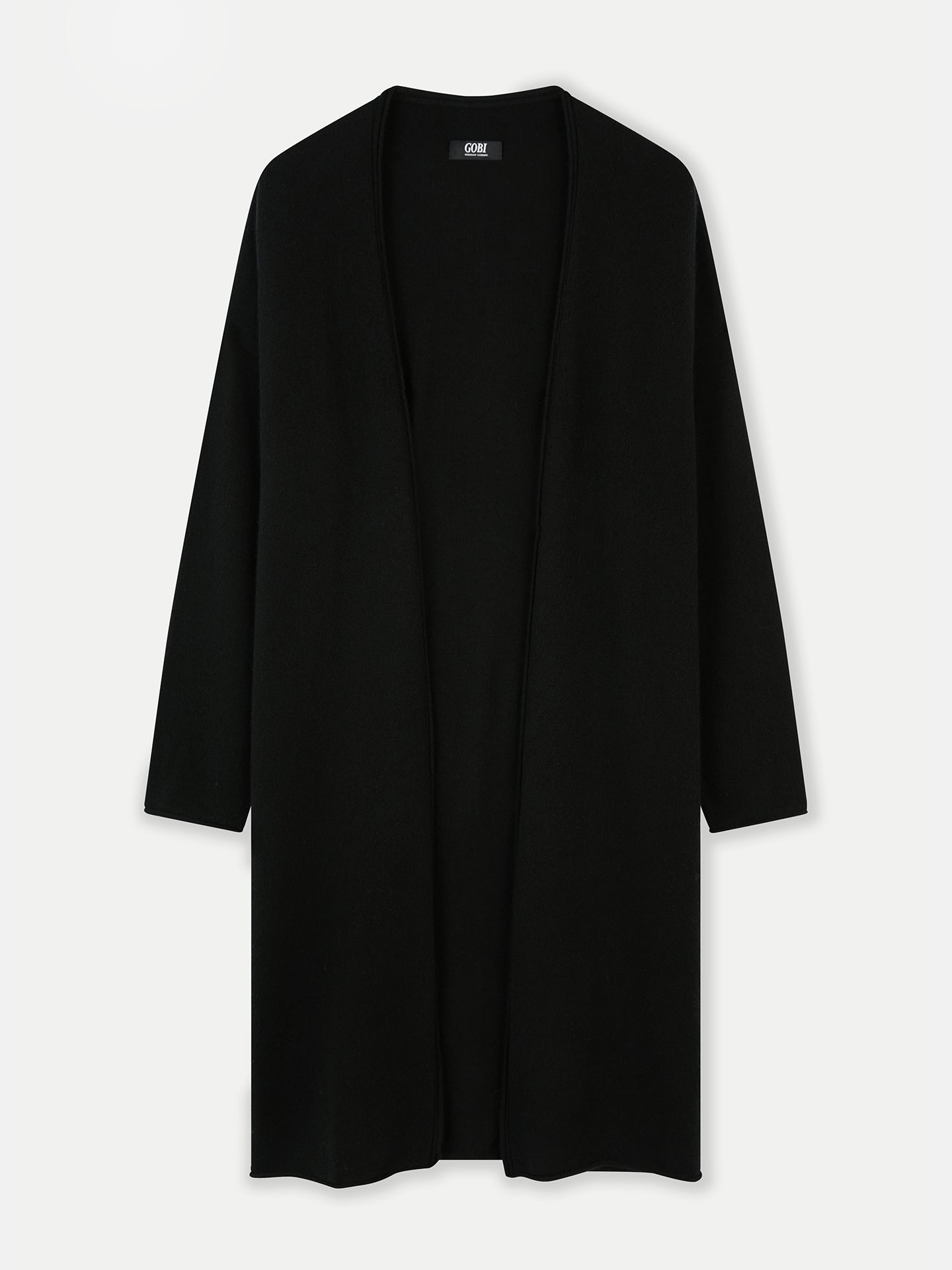 Women's Cashmere 3D Longline Cardigan Black - Gobi Cashmere