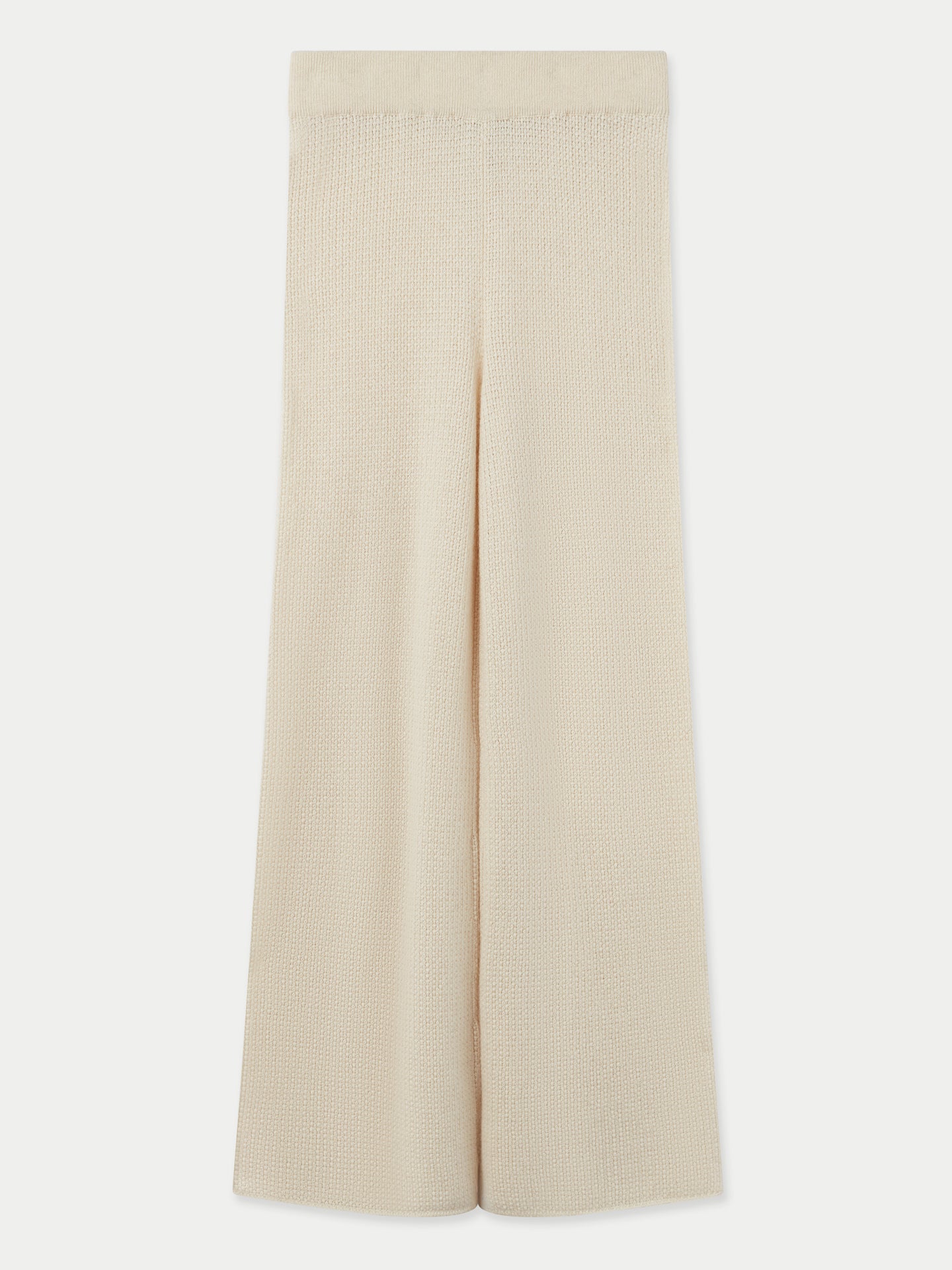 Women's Rib-Knit Flare Trousers Off White - Gobi Cashmere