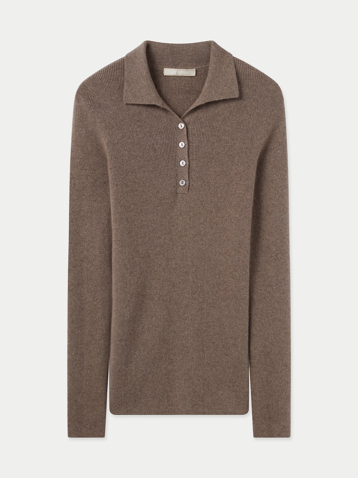 Organic Cashmere Lightweight Polo Giorgio Spina Taupe