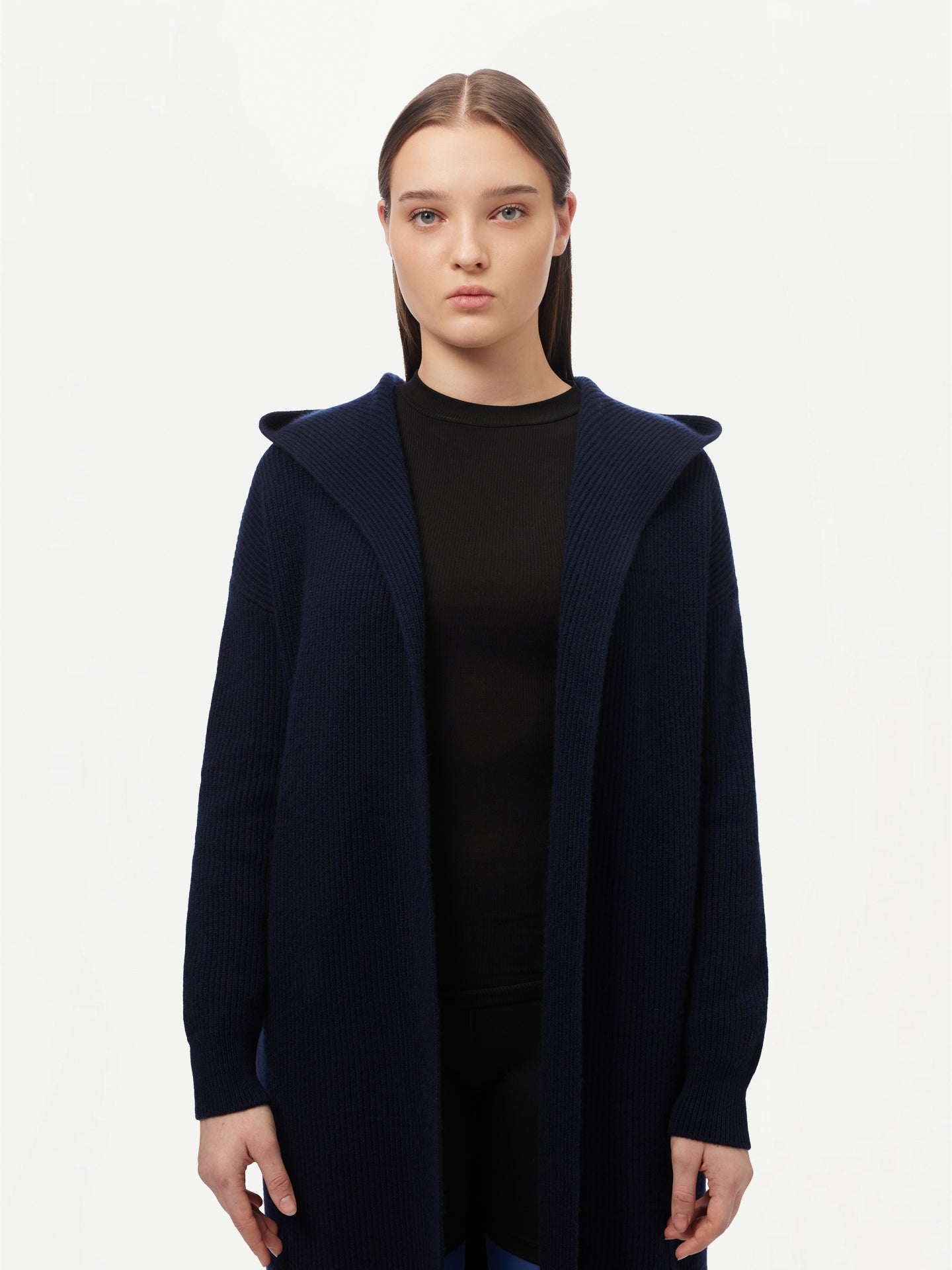 Cashmere Hooded Cardigan Navy - GOBI Cashmere - Sports Casual