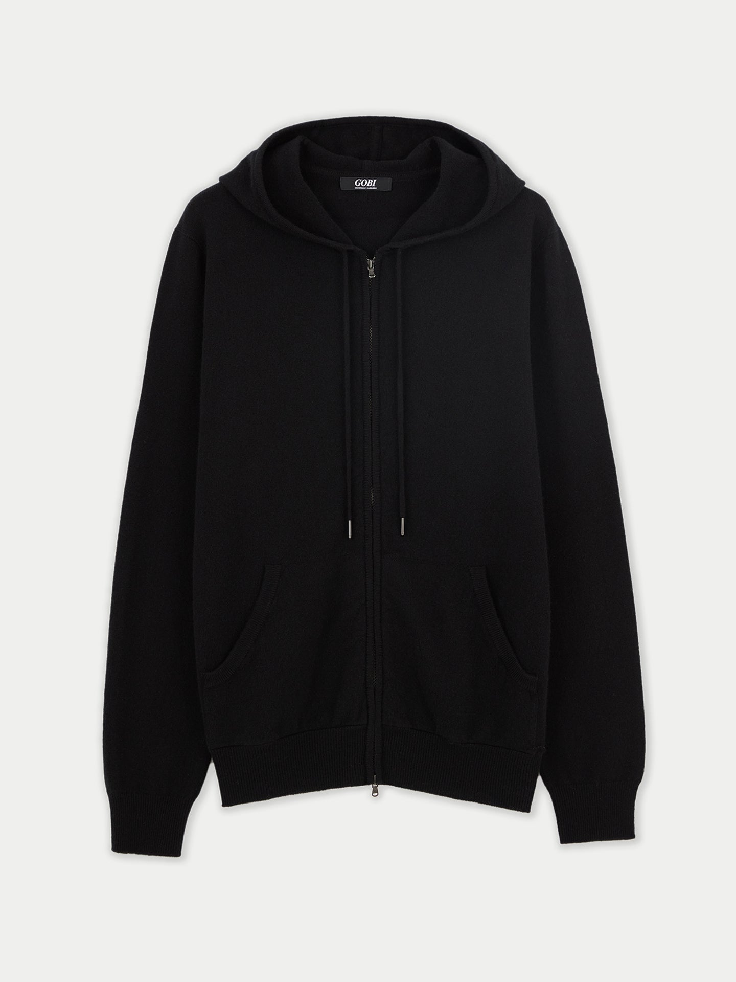 Men's Cashmere Zip Hoodie Black - Gobi Cashmere