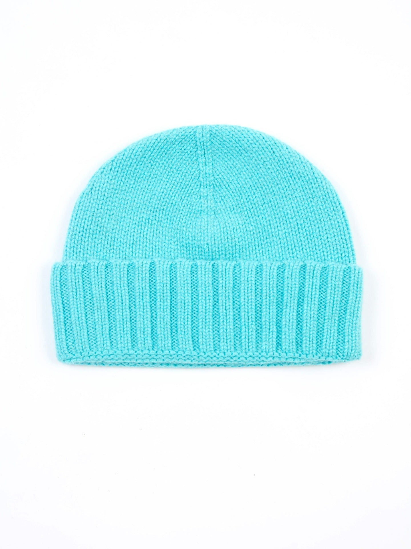 Women's Cashmere Rib Knit Hat Blue Curacao - Gobi Cashmere