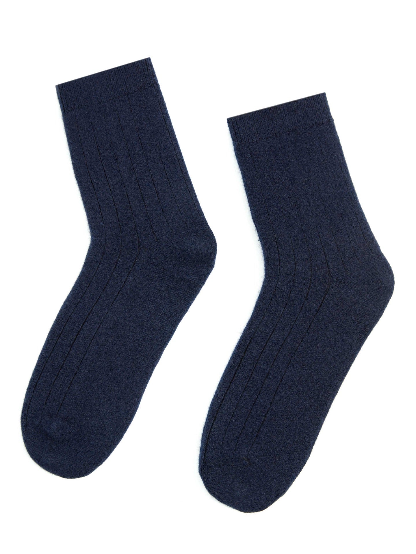 Unisex Cashmere Rib Knit Socks Navy - Gobi Cashmere