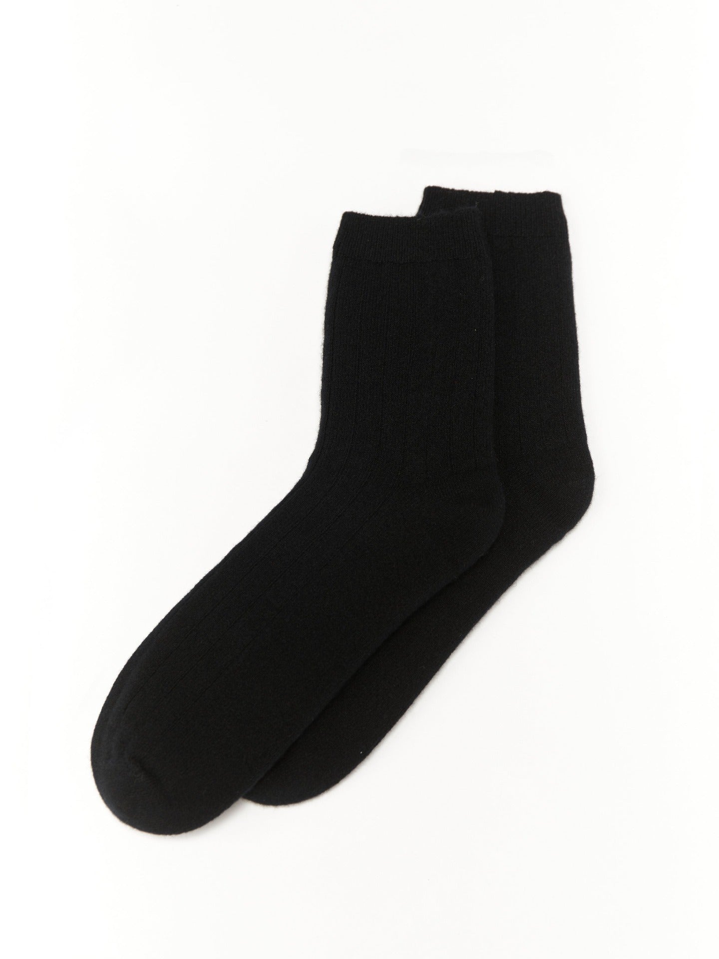 Unisex Cashmere Rib Knit Socks Black- Gobi Cashmere