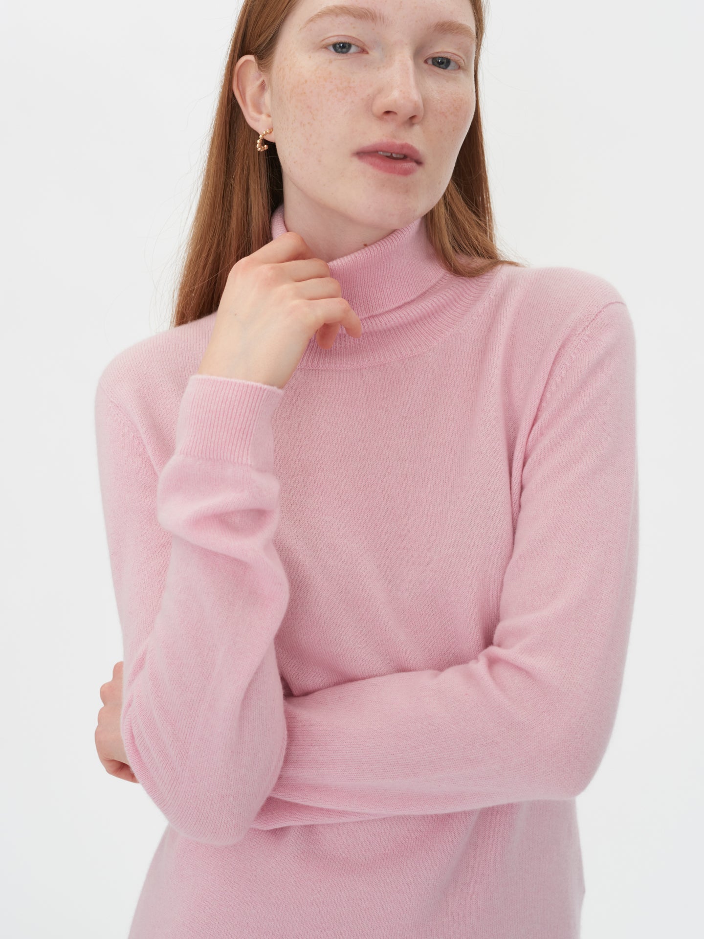 Women's Cashmere Turtle Neck Sweater Almond Blossom - Gobi Cashmere