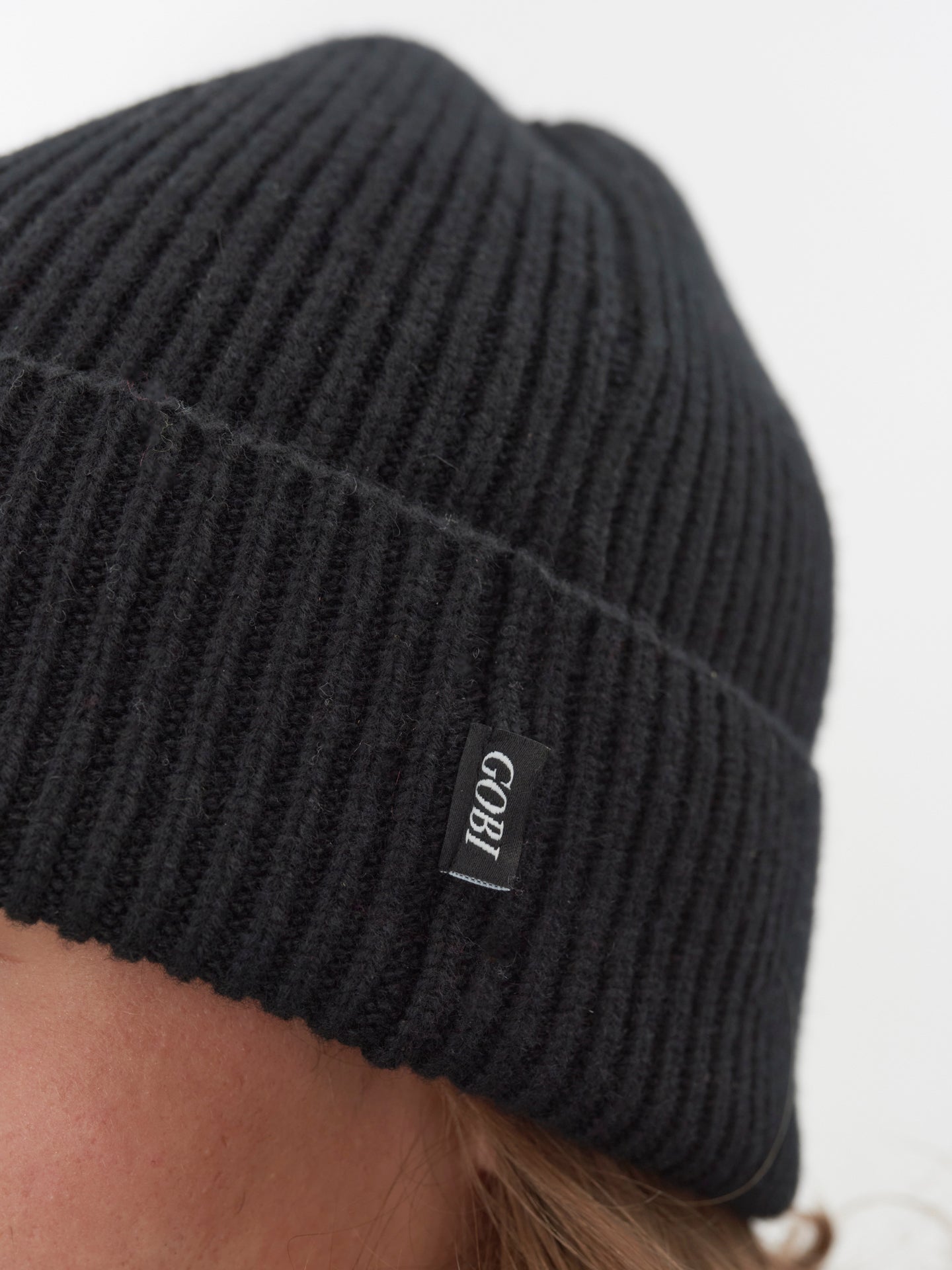 Men's Cashmere Beanie Hat Black - Gobi Cashmere