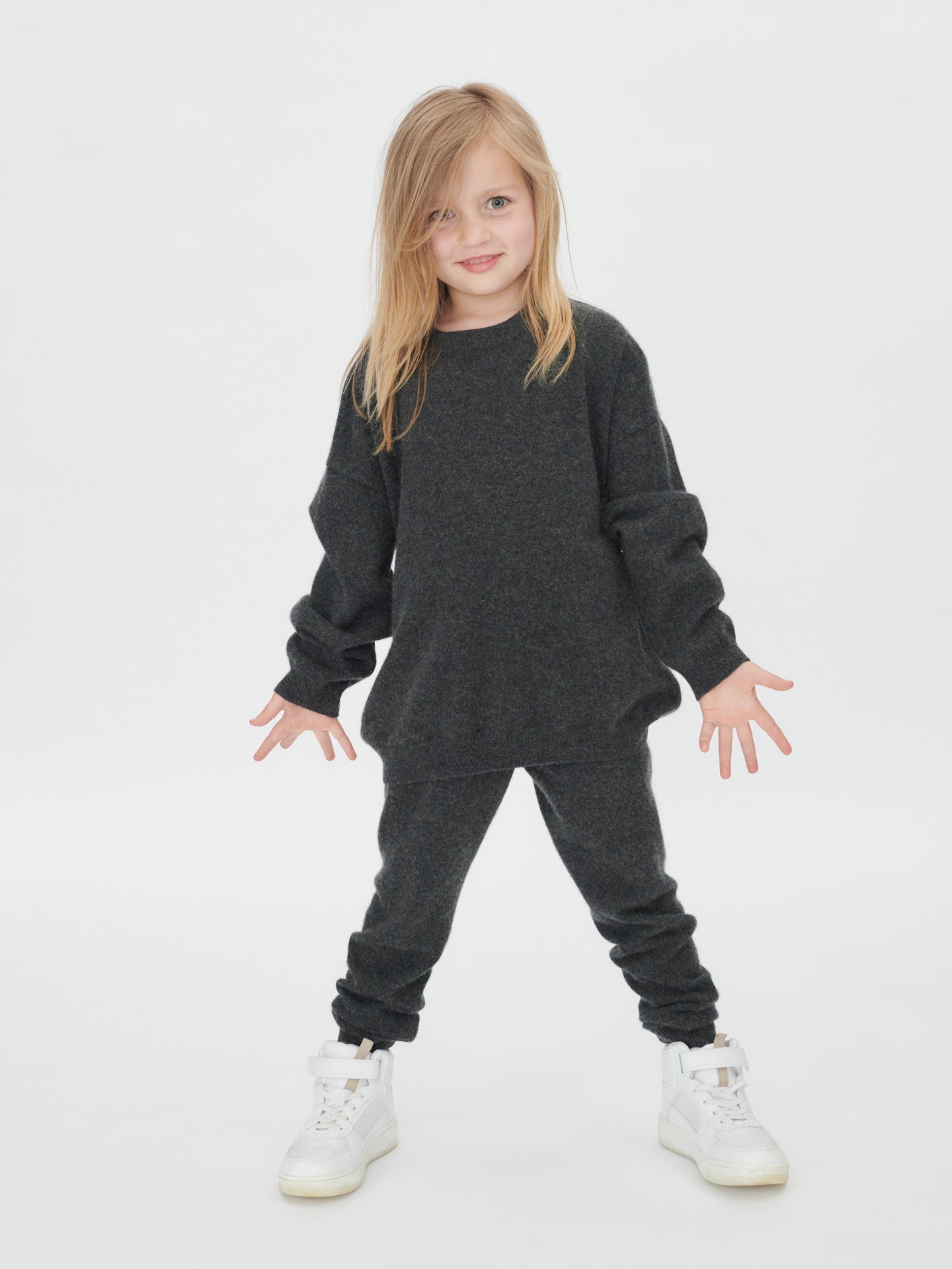 Kids Cashmere Pants Gray Pinstripe - Gobi Cashmere