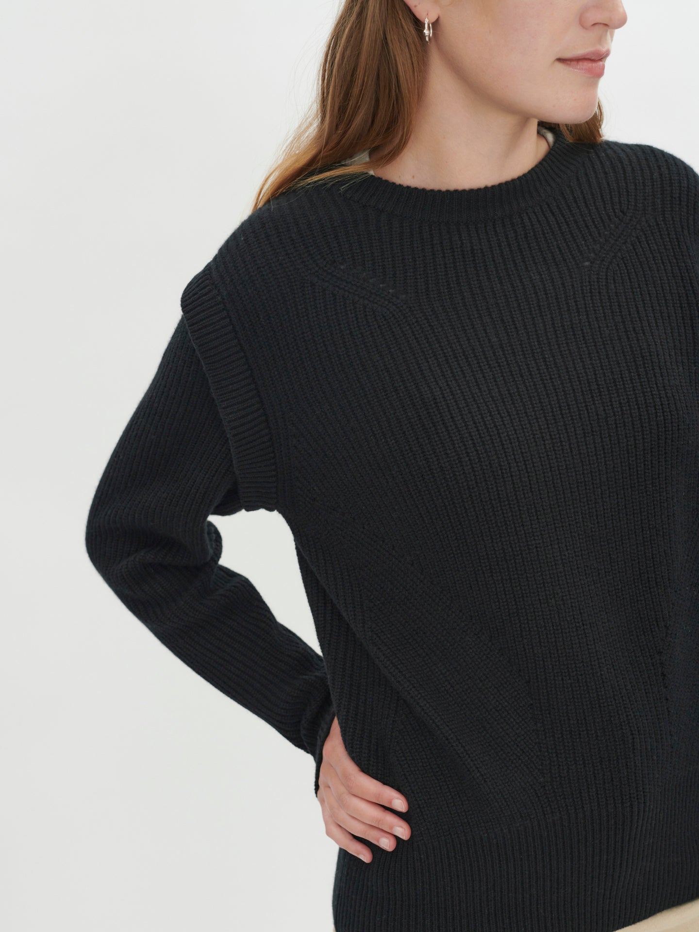 Women's Cashmere Layered Effect Sweater Black - Gobi Cashmere