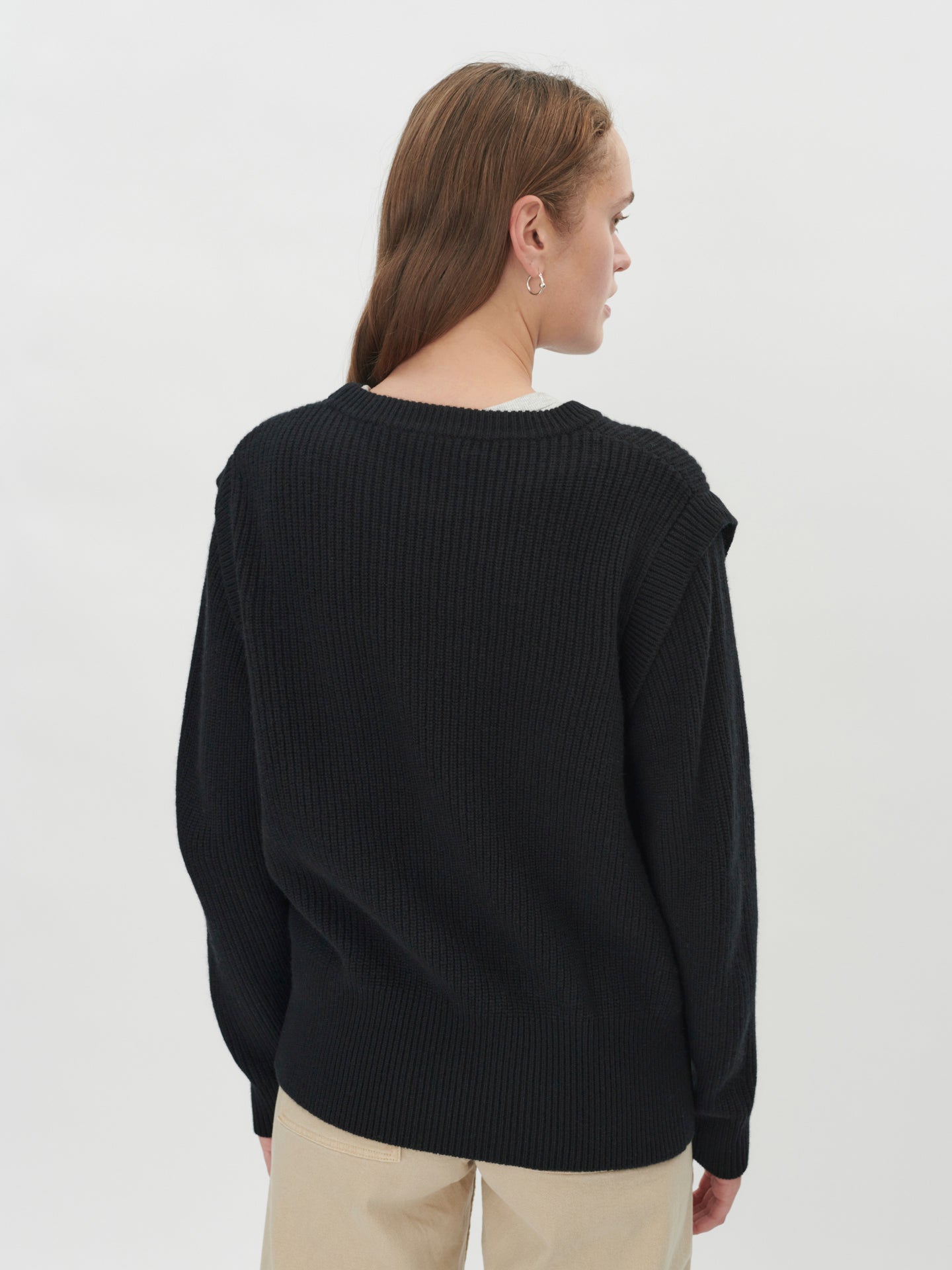 Women's Cashmere Layered Effect Sweater Black - Gobi Cashmere