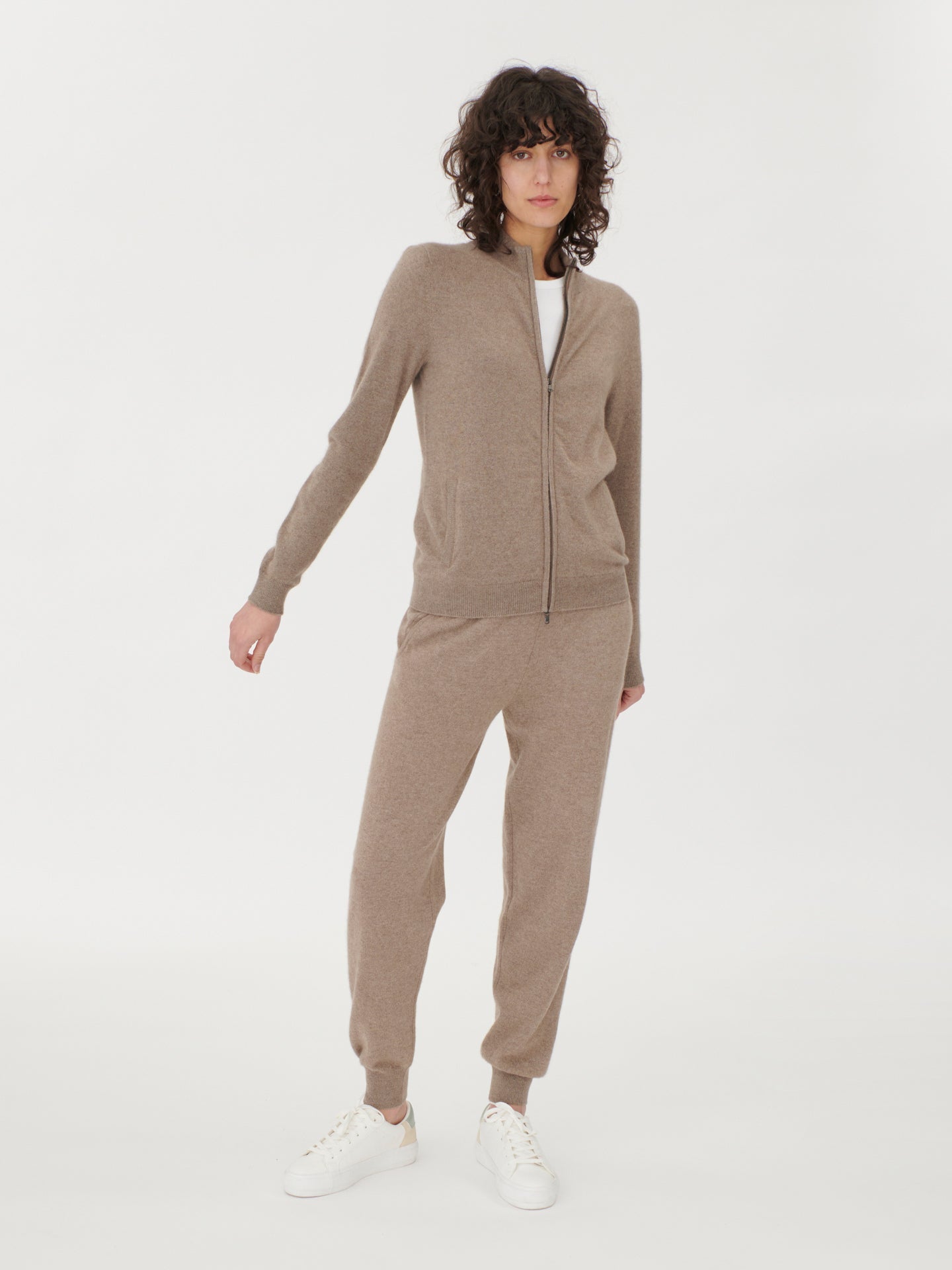 Women's Cashmere Cardigan Taupe - Gobi Cashmere