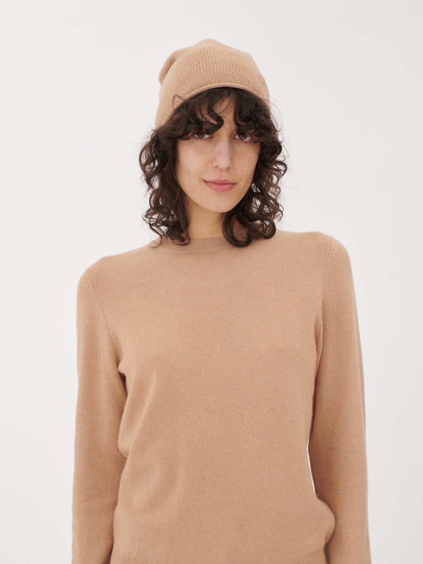 Women's Cashmere Hat & Sweater Set Light Camel - Gobi Cashmere