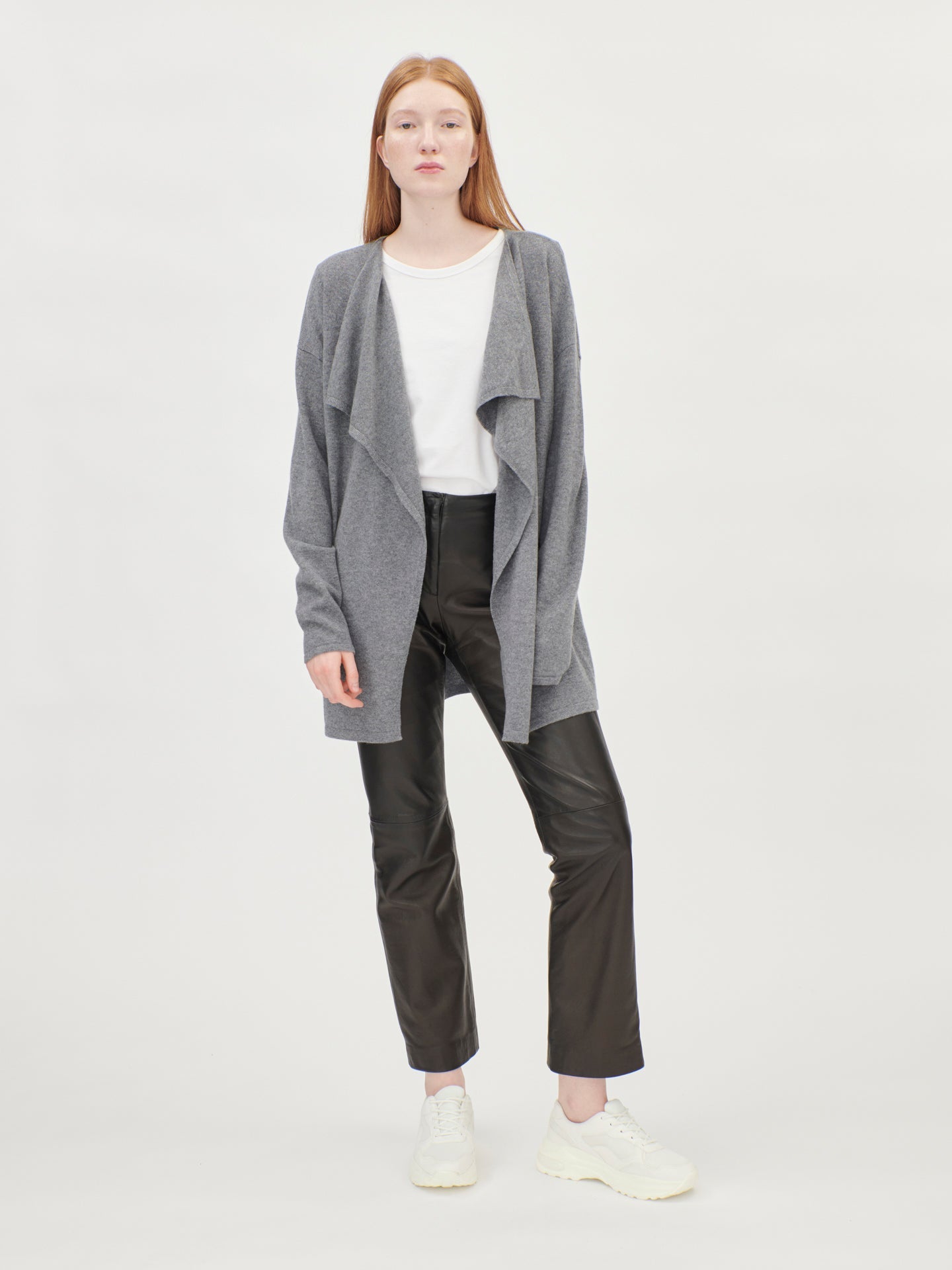 Women's Cashmere Waterfall Collar Cardigan Dim Gray - Gobi Cashmere