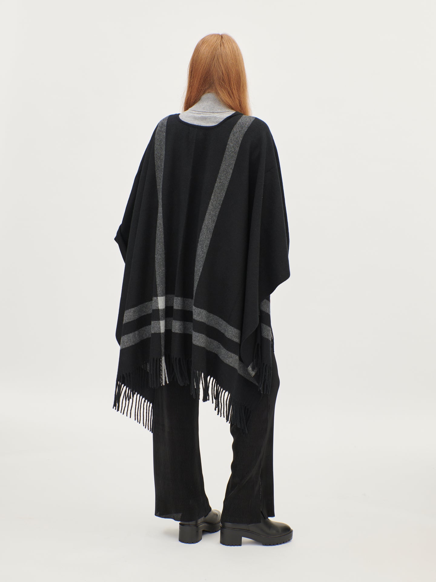 Women's Cashmere Double-Breasted Long Coat Black - Gobi Cashmere