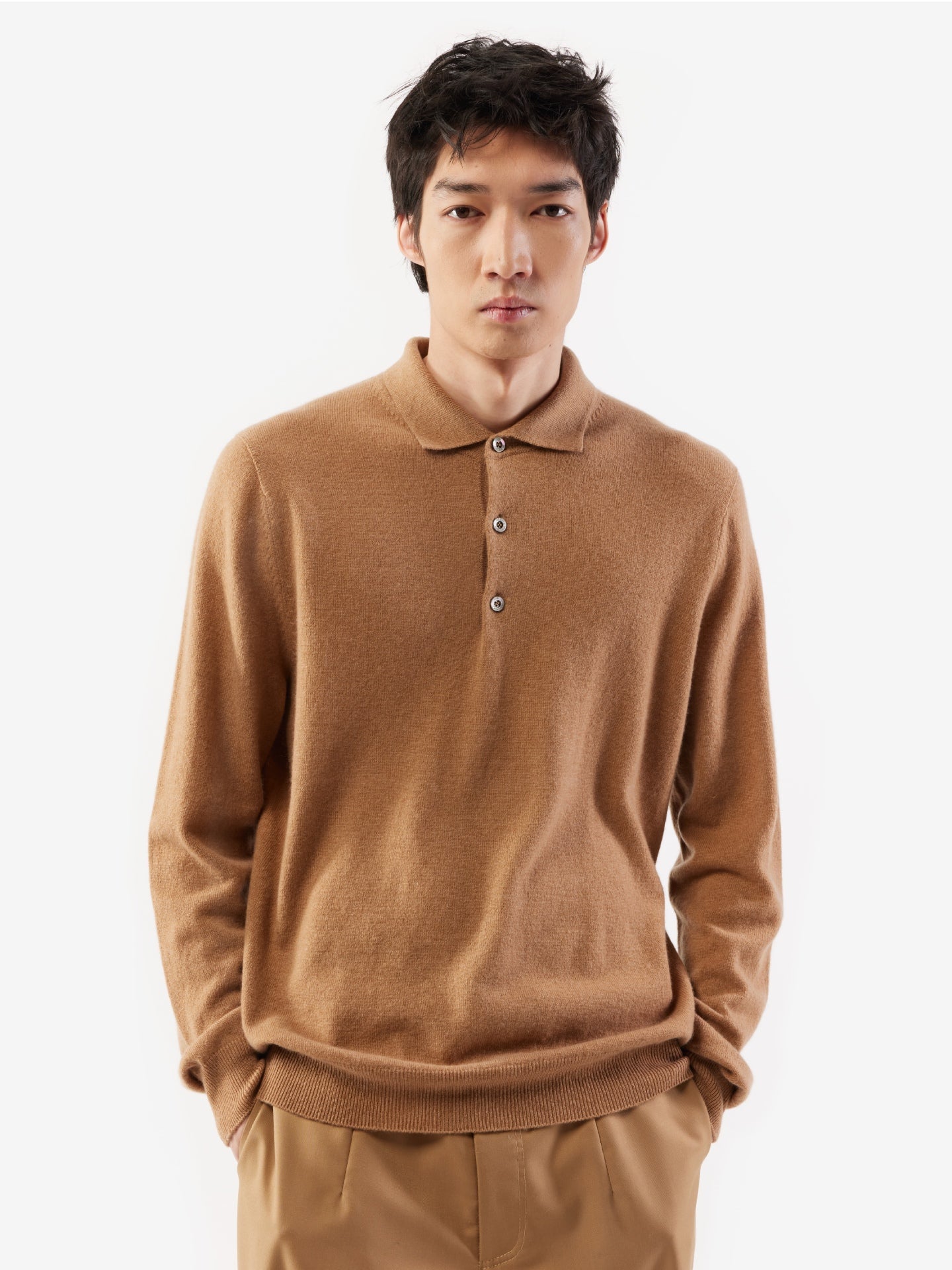 Men's Cashmere Polo Sweater Sheepskin - Gobi Cashmere