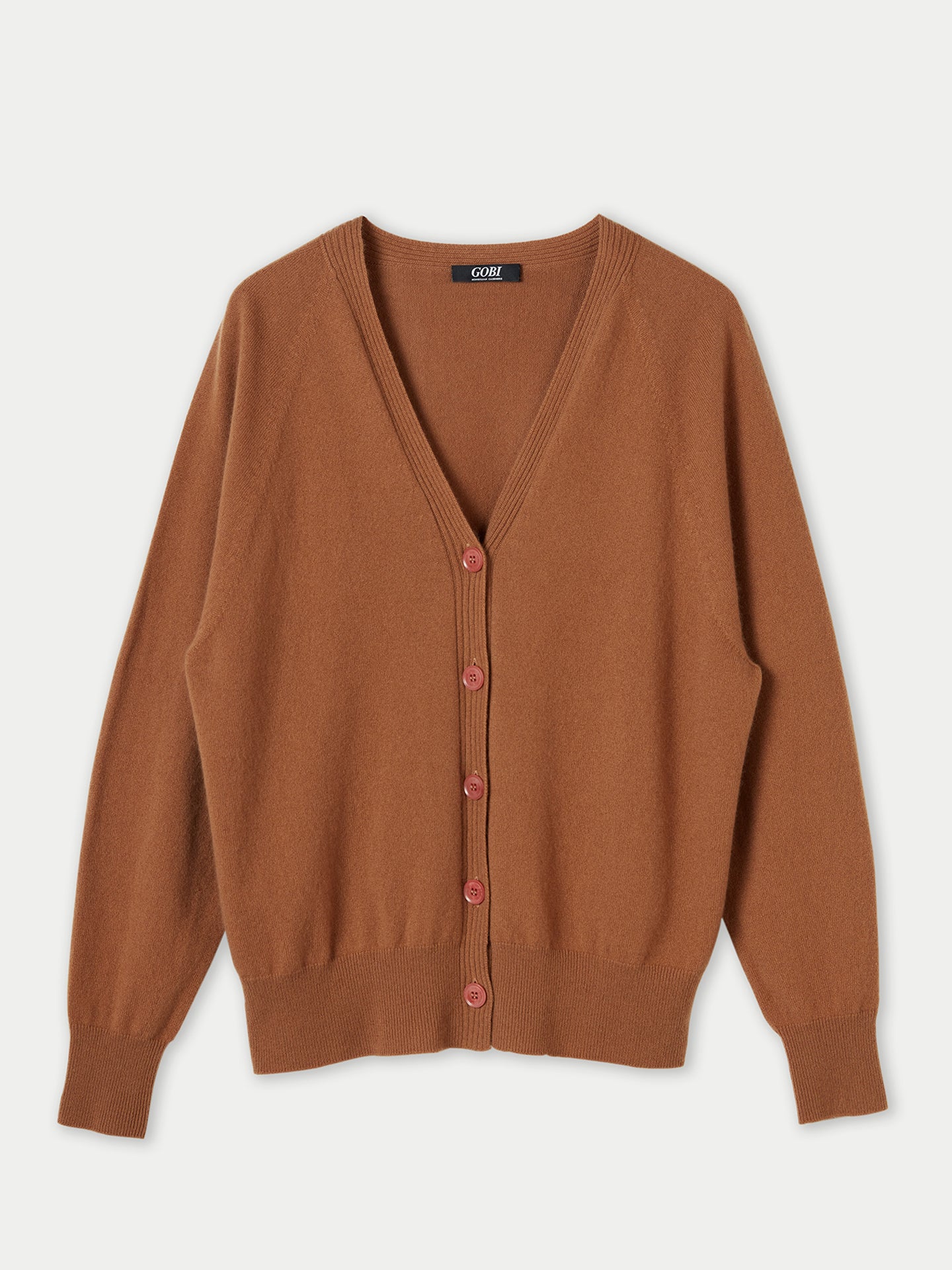 Women's Cashmere 3D Button-up Cardigan Camel - Gobi Cashmere