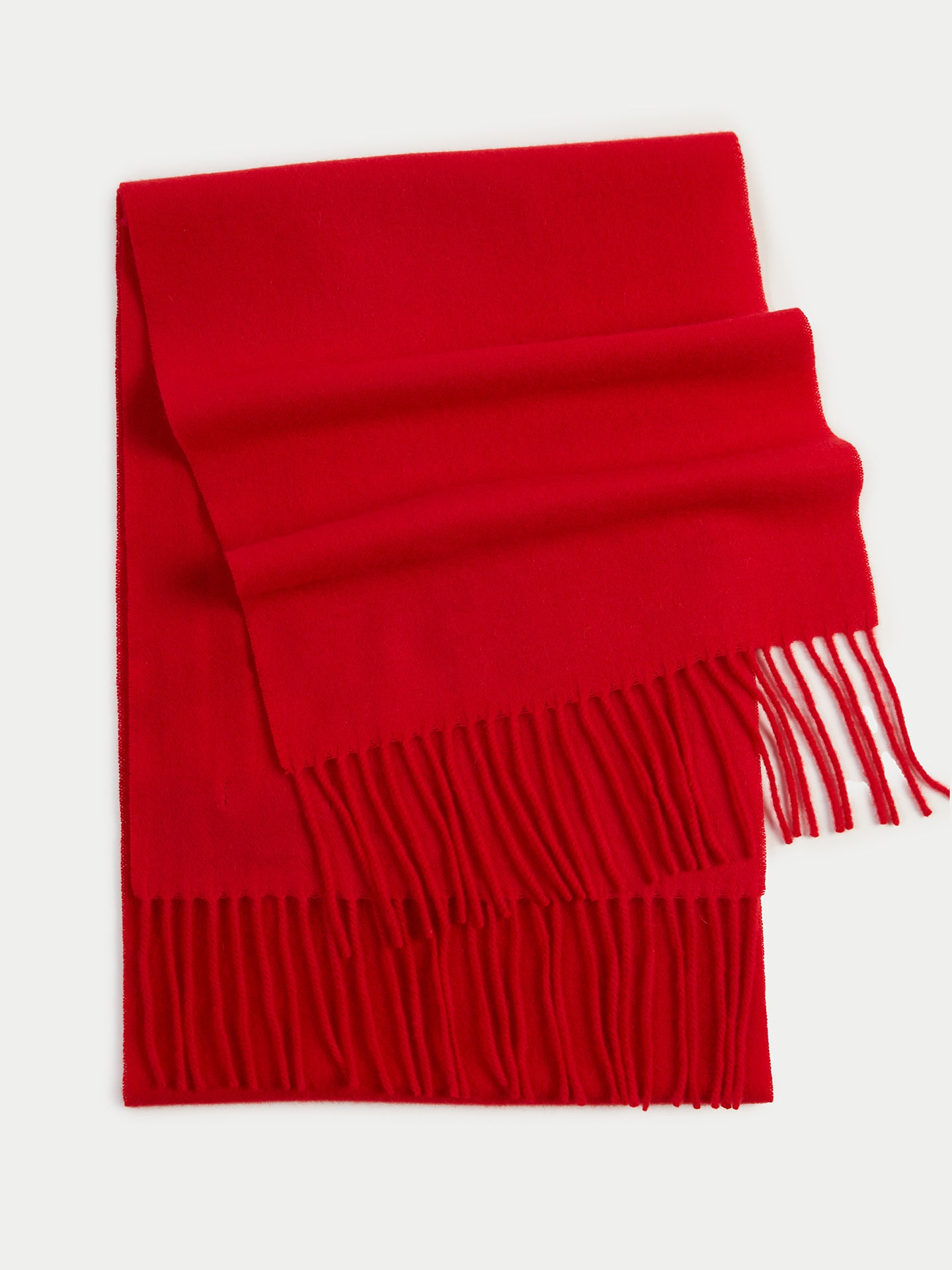 Unisex Cashmere Fringed Scarf Red - Gobi Cashmere