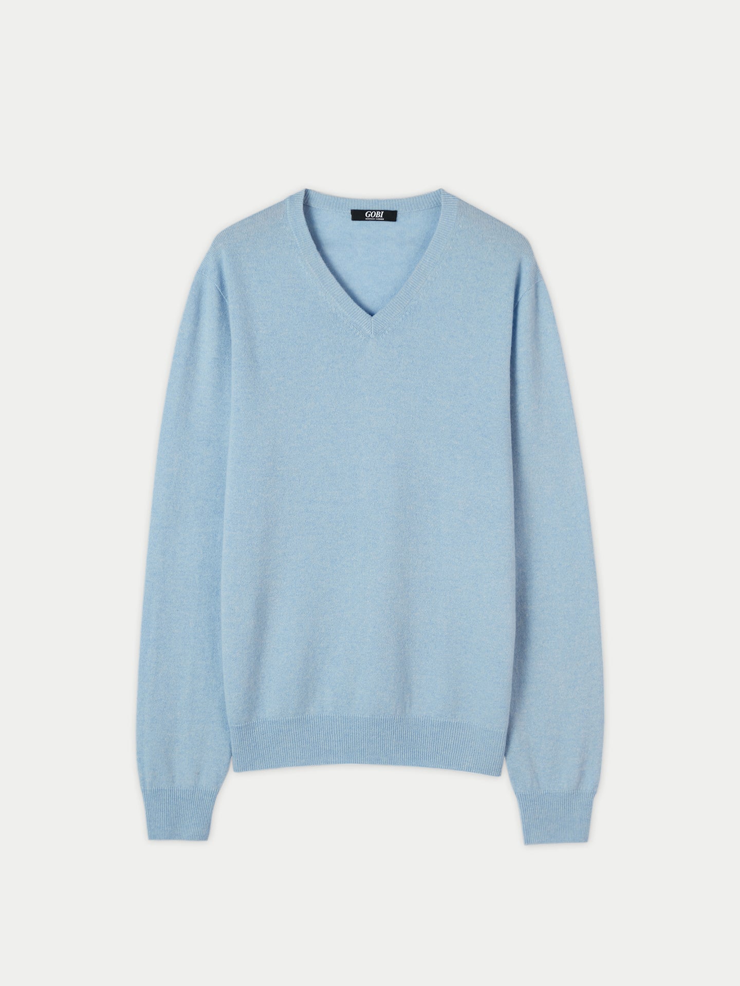 Men's Cashmere V-Neck Sweater Light Blue - Gobi Cashmere