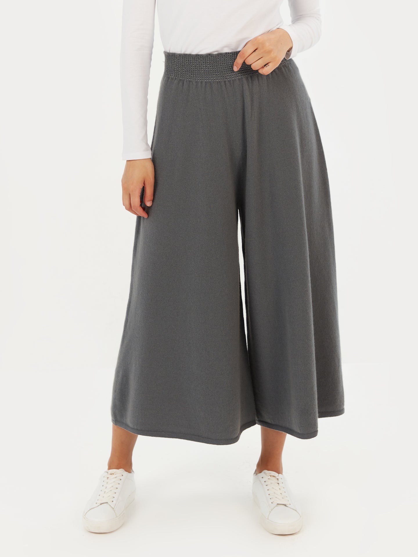 Women's Cashmere 3D Wide Pants Neutral Gray - Gobi Cashmere