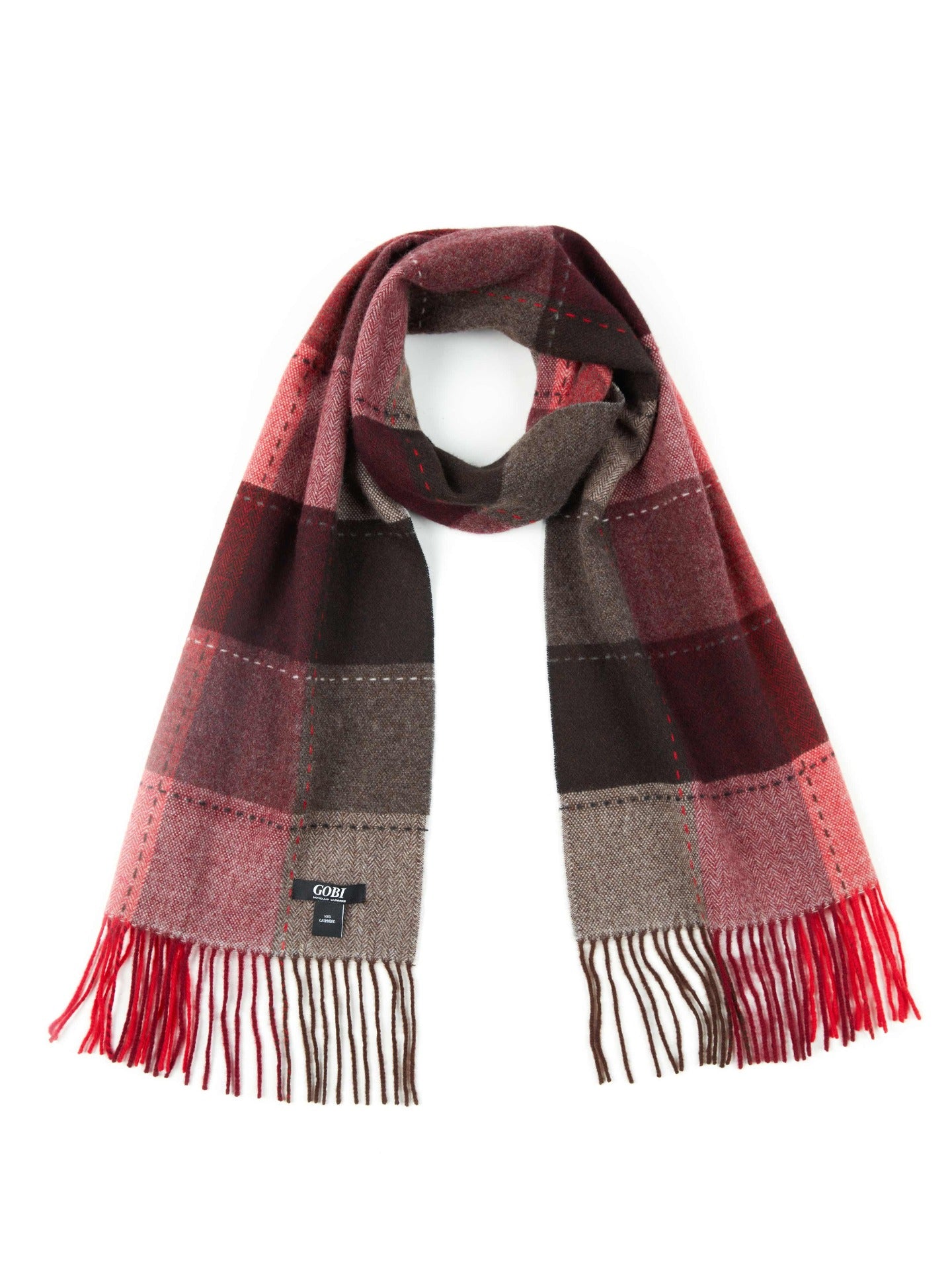 Unisex Cashmere Fringed Scarf Red - Gobi Cashmere