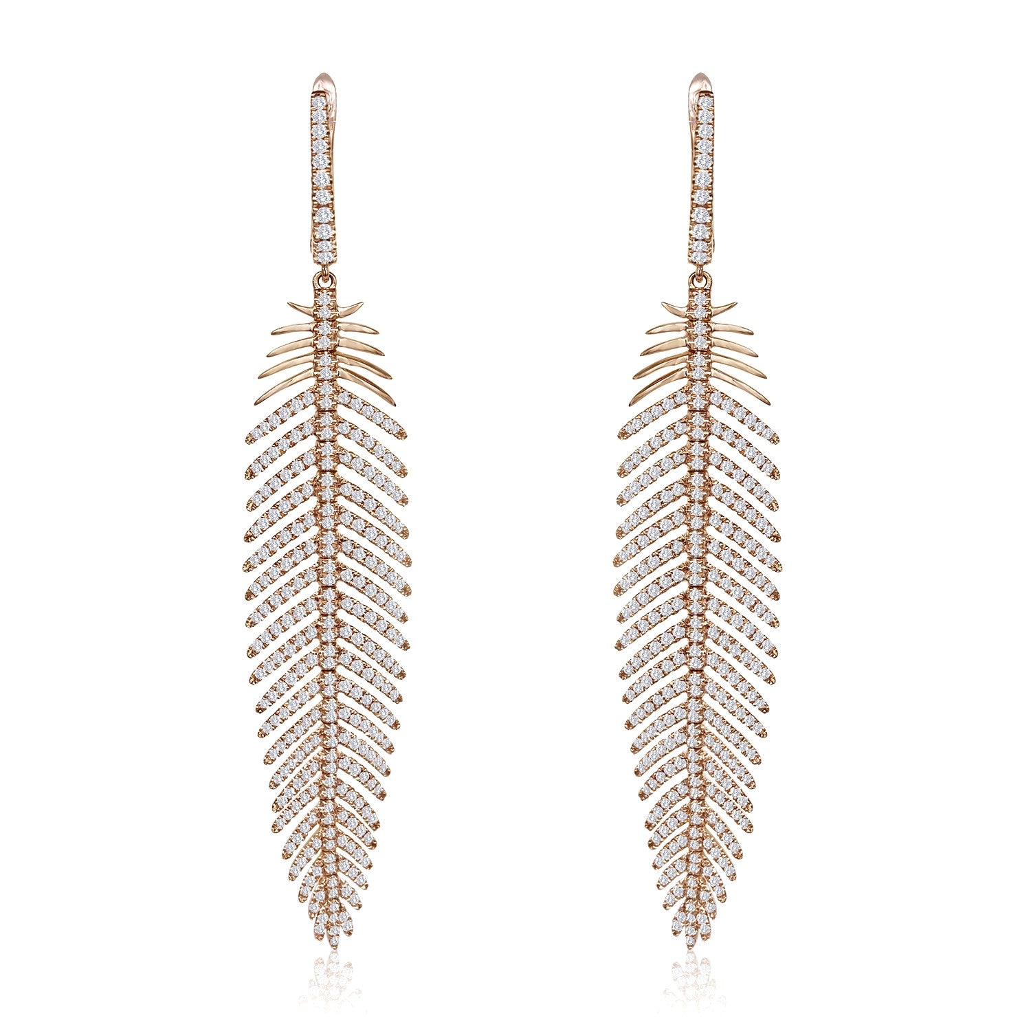 Mobile Feather Diamond Earrings | Medium