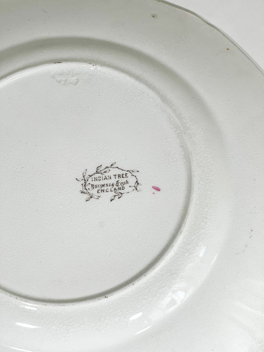 Burgess & Leigh Vintage Dinner Plate - Indian Tree pattern England Porcelain Gold Rimmed Handmade Plate